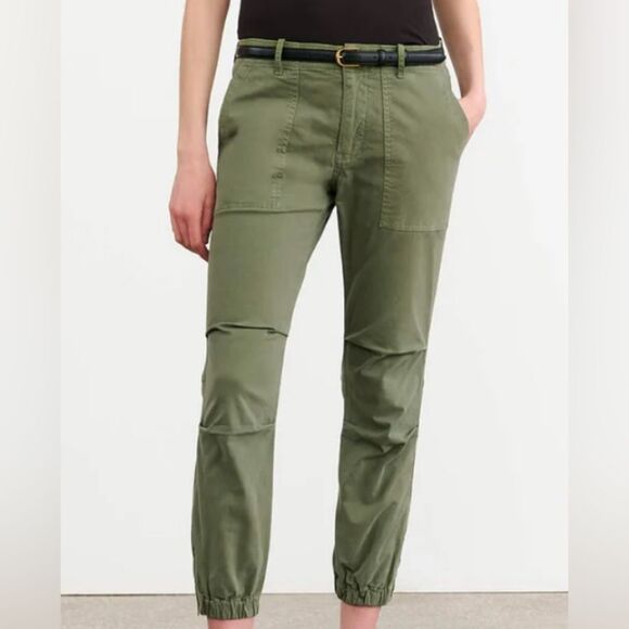 Revolve Nili Lotan Tribecca Olive Green Cropped Cargo Joggers, Ankle Zippers, 2 - Picture 1 of 10